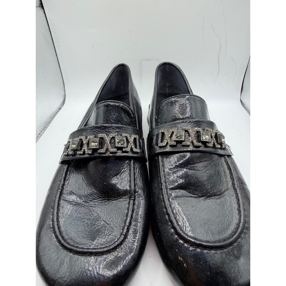 Bonavi Antistress Black Patent Iridescent Crystal‎ Loafers EU 38 21W7-01-504